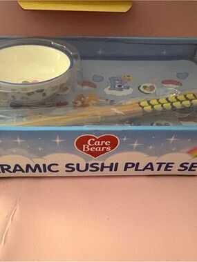 Care Bears Blue Ceramic Sushi Plate Set with Chopsticks